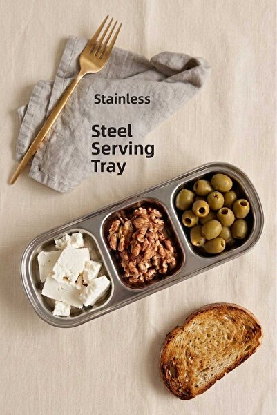 HOMENIVA 3-Compartment Stainless Steel Serving Dish – Breakfast Appetizer and...