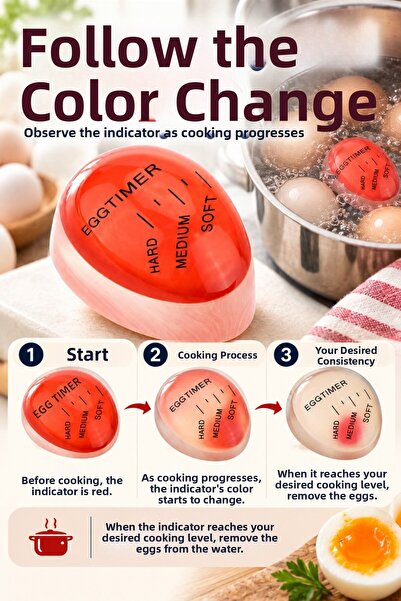 FLY LIFE Color Changing Egg Cooking Indicator Rafadan Medium Solid Egg Timer