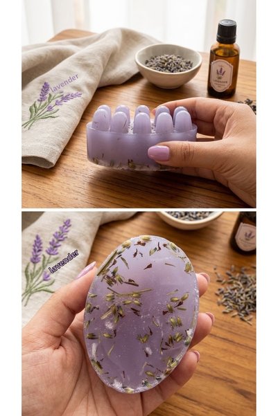 DH NATURAL Natural Lavender Massage Soap - Grained Bath and Body Soap with Anti-Cellulite Massage Effect