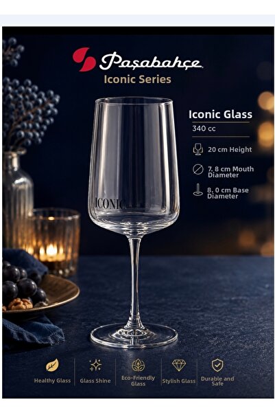 Paşabahçe 6 Pcs Iconic Footed Glassware 340 Cc Volume 20 cm Length 7 cm Mouth...