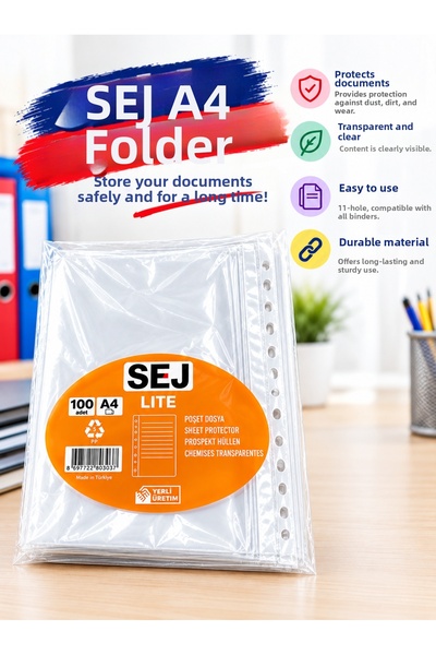 Generic Brand حقيبة ملفات SEJ A4 100 قطعة