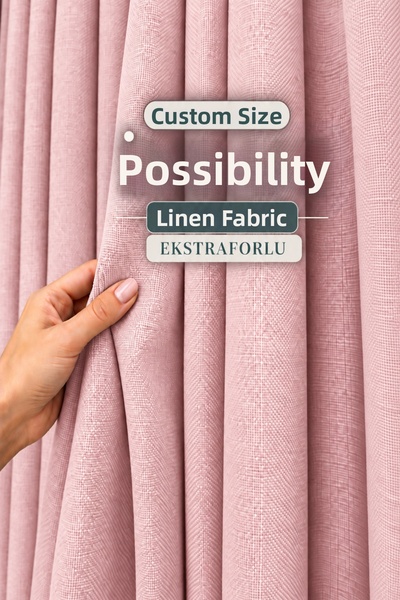 Yuka Powder Premium Linen Background Curtain, Extra-Long, Gathered, Unpleated...