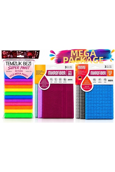 Aşkana yuvanıza aşkla... Microfiber Cleaning Cloth Set, Magic Cloth Sets for Kitchen, Bathroom, Furniture, Countertops and Glass Cleaning, Mega Pack