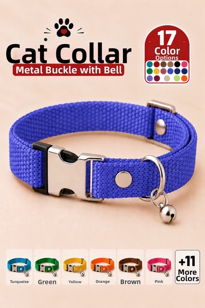 Pompiti Cat Collar Adjustable Sound Rattle Neck Collar Saks Blue