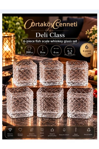 ORTAKÖYCENNETİ 6 Pieces of Crystallized Fish Scale Whiskey. Cocktail Glass 20...