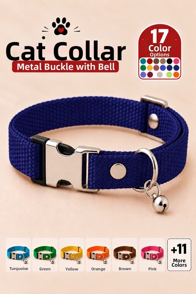 Pompiti Cat Collar Adjustable Sound Rattle Collar Navy Blue
