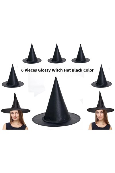 eco port Black Color Shiny Dralon Witch Hat, Suitable for Adults and Children...