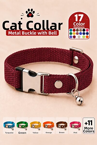 Pompiti Cat Collar Adjustable Sound Rattle Collar Burgundy
