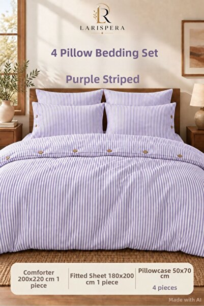 Larispera 100% Cotton King Size Buttoned Ranforce Bed Sheet with Elastic and ...