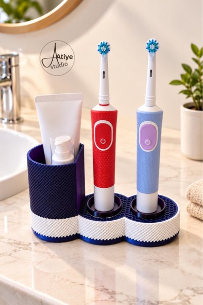 Atiye Studio 3D Printing Toothbrush and Toothpaste Organizer Bathroom Organizer