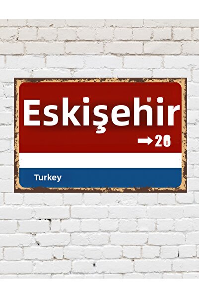 tablomaxtbx Eskişehir 26 Placă decorativă oraș Tablou retro MDF Pictură din l...