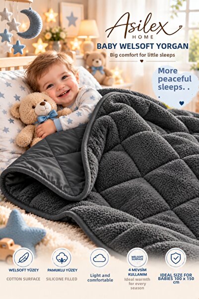 Asilex Home Collection Baby Welsoft Quilt 100X150 cm Double-Sided Cotton Sili...