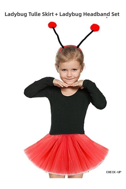 ZERO LAND Svl-Shop Red Ladybug Tutu and Red Ladybug (231451) Crown Set for Pe...