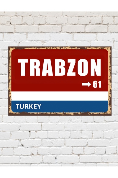 tablomaxtbx Trabzon 61 Placă decorativă oraș Tablou retro MDF Tablou din lemn...
