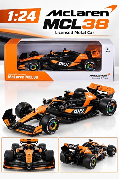 hak-iş oyuncak 1:24 Mclaren F1 Mcl38 Orange Black Licensed Metal Formula Raci...