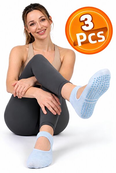 Jusmart 3 Pieces Women's Ballet Yoga Socks ◆   Cotton Non-Slip Silicone Base ...