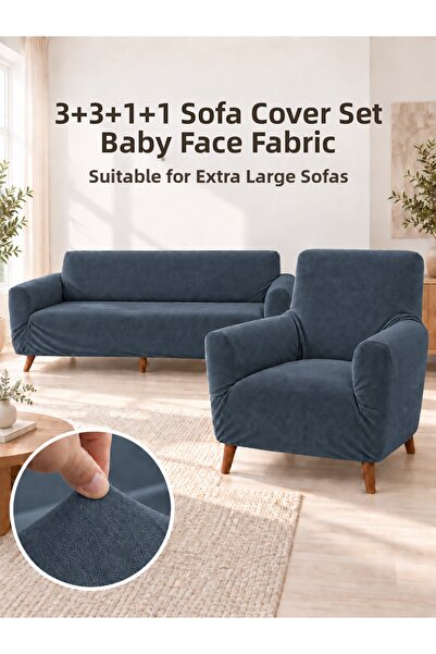 coverbox Baby Face Matte Velvet 3+3+1+1 Maxi Σετ Ελαστικό Κάλυμμα Καναπέ Κάλυ...
