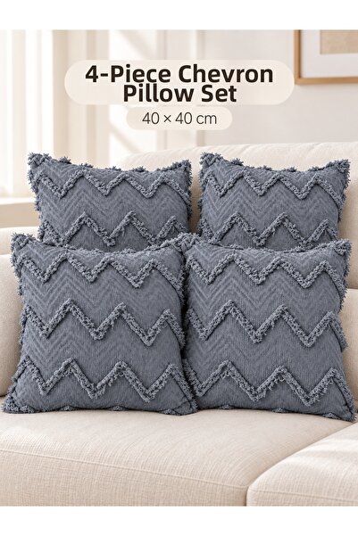 Faiend Zigzag Patterned Chenille Jacquard Woven Decorative Throw Pillow Cushi...