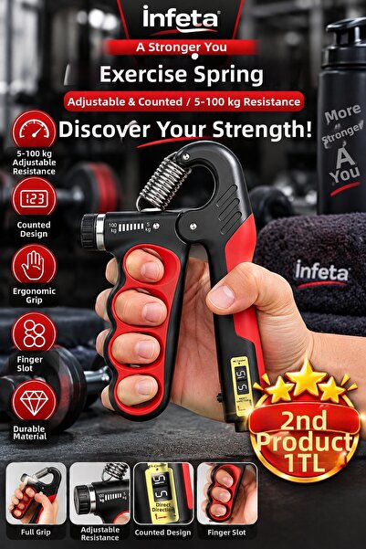 İnfeta 5-100 Kg Arc de mână reglabil cu contor, pentru exerciții pentru deget...