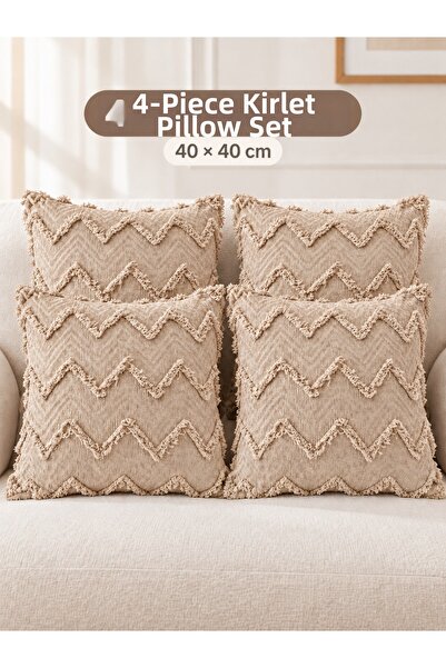 Faiend Zigzag Patterned Chenille Jacquard Woven Decorative Throw Pillow Cushi...