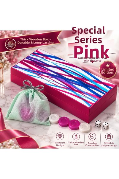 Aşkana yuvanıza aşkla... Special Edition Pink Wooden Premium Quality Backgamm...