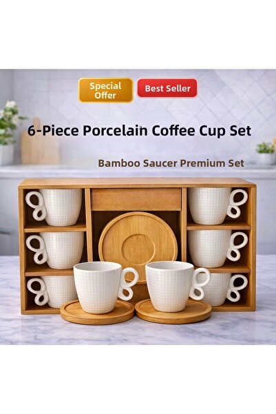 Aşkana yuvanıza aşkla... 6-Person Porcelain Turkish Coffee Cup Set. Premium C...