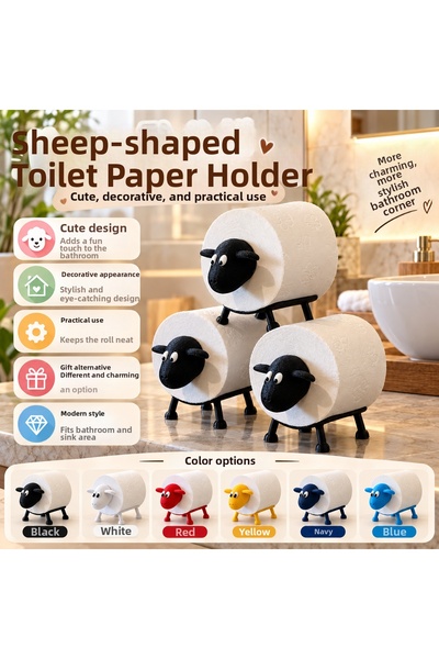 MYE TEKNOLOJİ Sheep Figured Toilet Paper Holder – Decorative Bathroom Organizer