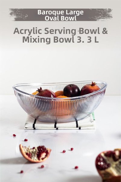 Generic Brand Acrylic Baroque Transparent Large Oval Fruit & Salad Bowl & Mix...