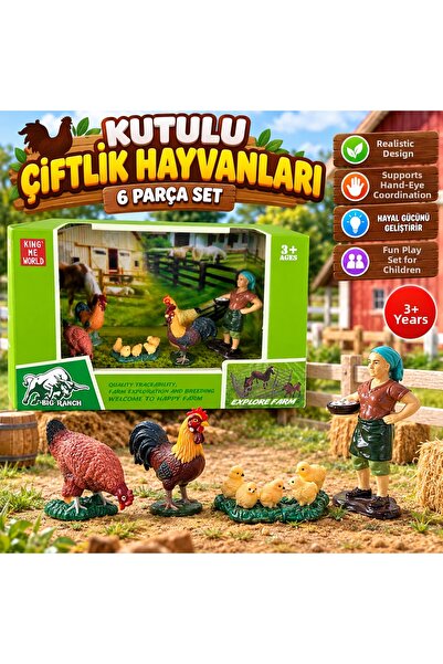 TRUST STORE Boxed Farm Animals 6 Piece Chicken Rooster Chick Toy Set