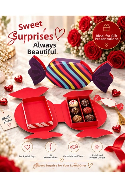 Loner Kutu Chocolate Box Candy Box Gift Box Valentine's Day Gift Box New Year's Box Birthday Box Candy-Looking Box Special Gift Box Mother's Day Cake Box (6 Pcs)