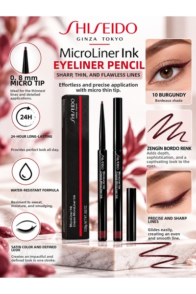 Shiseido Microliner Ink 10 Burgundy 0.08 g – Long-Lasting and Waterproof Micr...