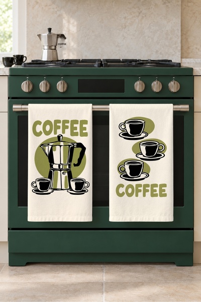 milbaygrup Coffee Break Moka Pot and Coffee Cup Green Black 2-Piece Kitchen T...