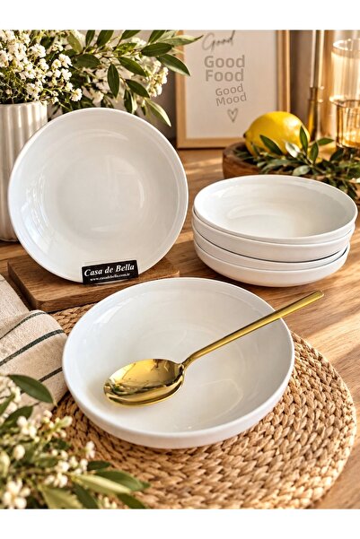 CASA DE BELLA Modern Plain Deep Dinner Plate for 6 People 22cm