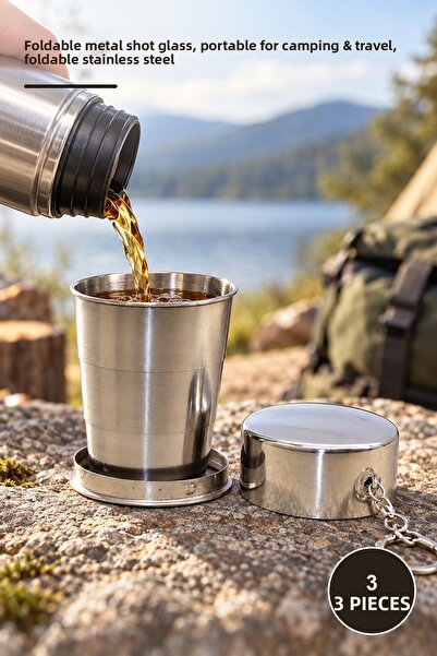 Yenilig 3 Pieces Foldable Single Stainless Steel Shot Glasses – Collapsible M...