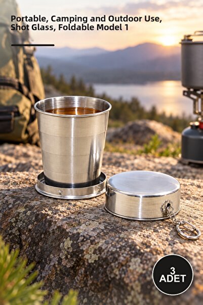 Yenilig 3 Pieces Foldable Stainless Steel Shot Glasses – Portable, for Campin...