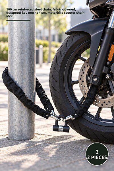 Yenilig 3 Pcs Chain Lock with Key – 100 cm Hardened Steel Chain, with Cloth C...