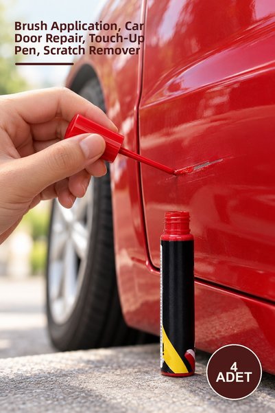 Yenilig 4 Pcs Red Car Scratch Remover Touch-Up Pen – Brush-On Application, Ca...