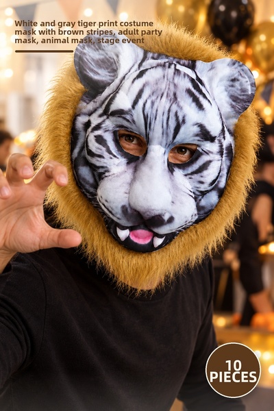 Yenilig 10 قطع من قناع النمر المصنوع من مادة EVA - قناع زي تنكري بنمط النمر ب...
