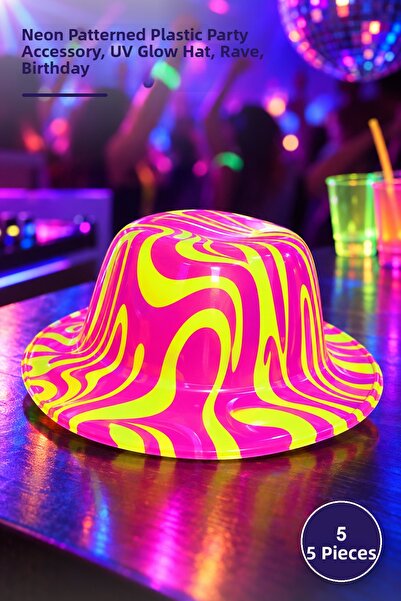 Yenilig 5 bucăți de pălării de petrecere cu model neon care strălucesc la lum...