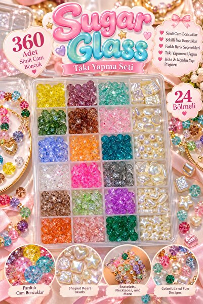 By MO Accessories Комплект за изработка на бижута Sugar Glass с 24 отделения ...