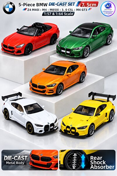 YILDIRIM OYUNCAK 5-Piece Bmw Die Cast Metal Model Car Set 7.5 cm – Z4 M40I, M...