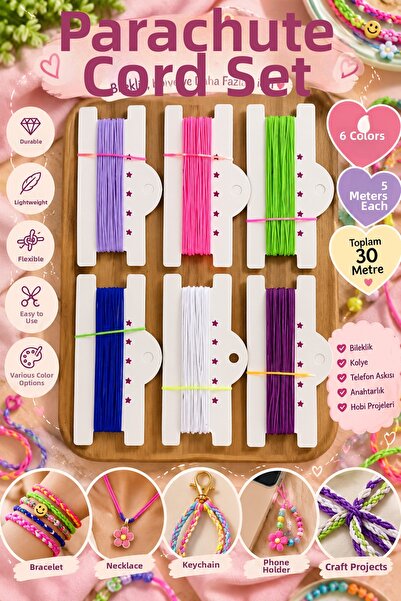 By MO Accessories 6 Color Parachute Cord Set - 5 Meters of Each Color, Total ...