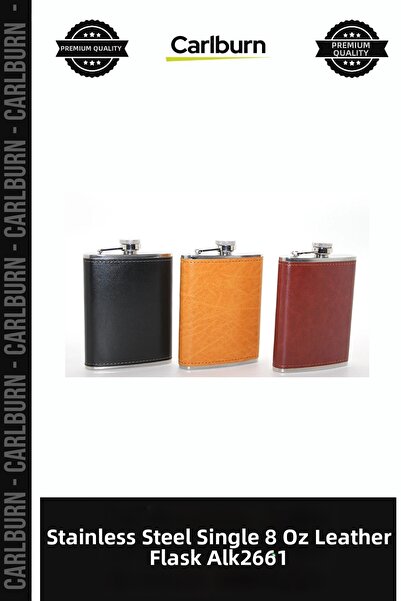Carlburn Special Edition Gift Stainless Steel Single 8 oz Flask with Leather ...
