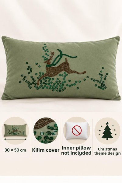 desicap New Year Themed Stone Printed Decorative Throw Pillow Cover – 30 × 50 cm – 1 Piece