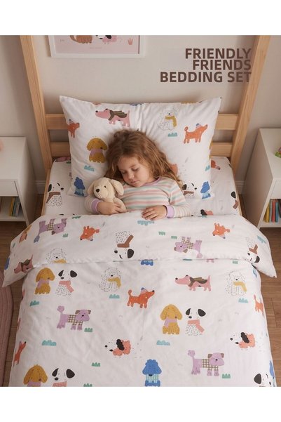 mirellestore Montessori Duvet Cover (100X200) and Elastic Sheet Set |   Dogs