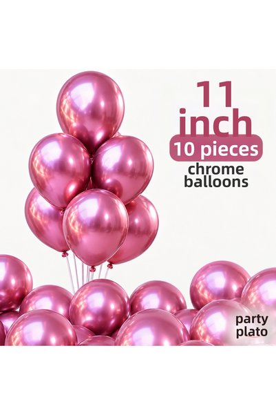 Parti Plato Chrome Cherry Pink Balloon 11 Inch 10 Pieces – Shiny Metallic Lat...