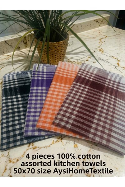 AYSİ HOME TEKSTİL German Drying Clothes 4-Pack 100% Cotton Assorted