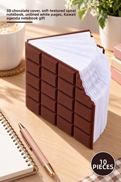 Yenilig 10Pcs Chocolate-Shaped Notebook – 3D Chocolate Cover, Soft Texture Sp...