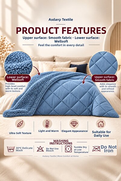 Peacock Double Welsoft Quilt Plush Double-Sided