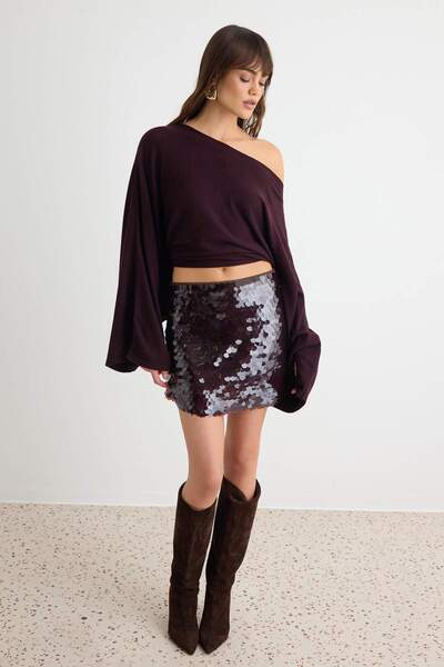 Trendyol Collection Brown Short / Mini Sequin Skirt Tpraw27Et00017